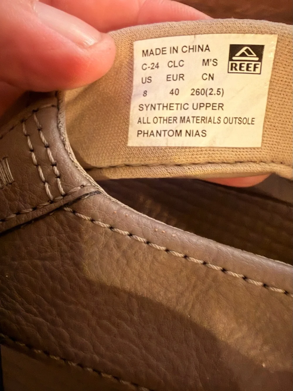 Reef Men’s Taupe Flip Flop Sandals Phantom Nias size 8